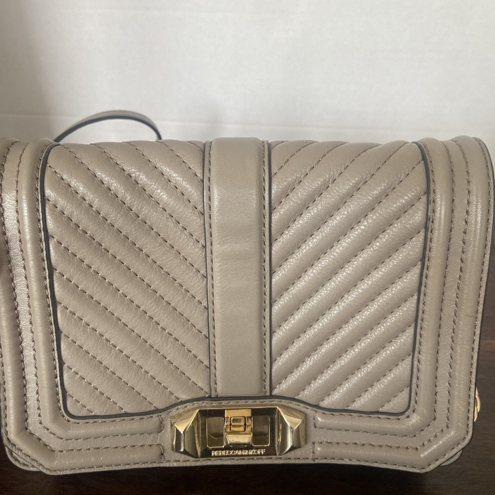Rebecca Minkoff Chevron Quilted Chain Crossbody Bag - Gray